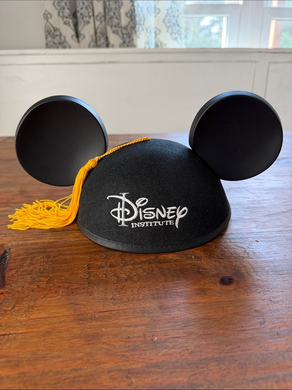 Disney Black Mickey Ear Hat with Gold Tassel